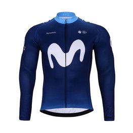 BONAVELO Cycling winter long sleeve jersey - MOVISTAR 2024 WINTER - white/blue