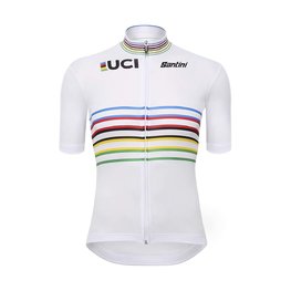 SANTINI Cycling short sleeve jersey - UCI WORLD CHAMPION MASTER - white/rainbow